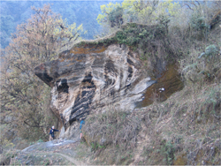photo of large folded rock in Nepal