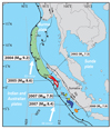Length of most recent Sumatra megathrust ruptures