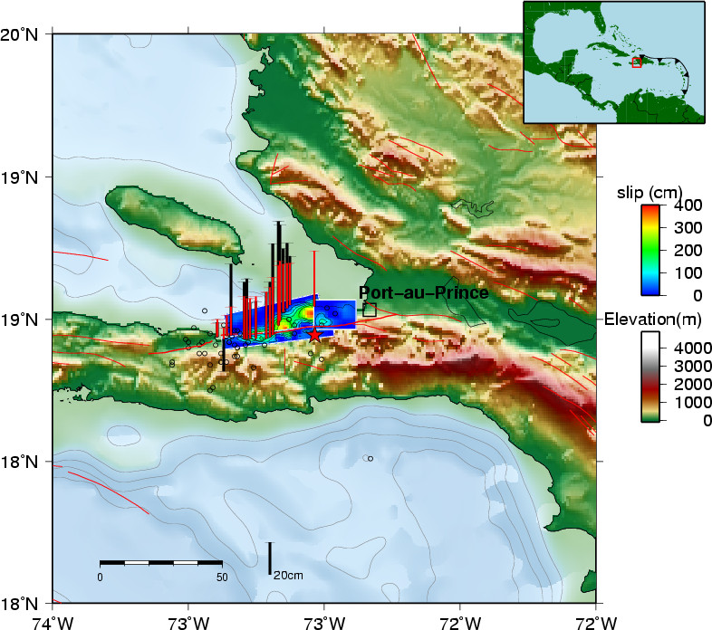 slip map of 2010 Haiti earthquake