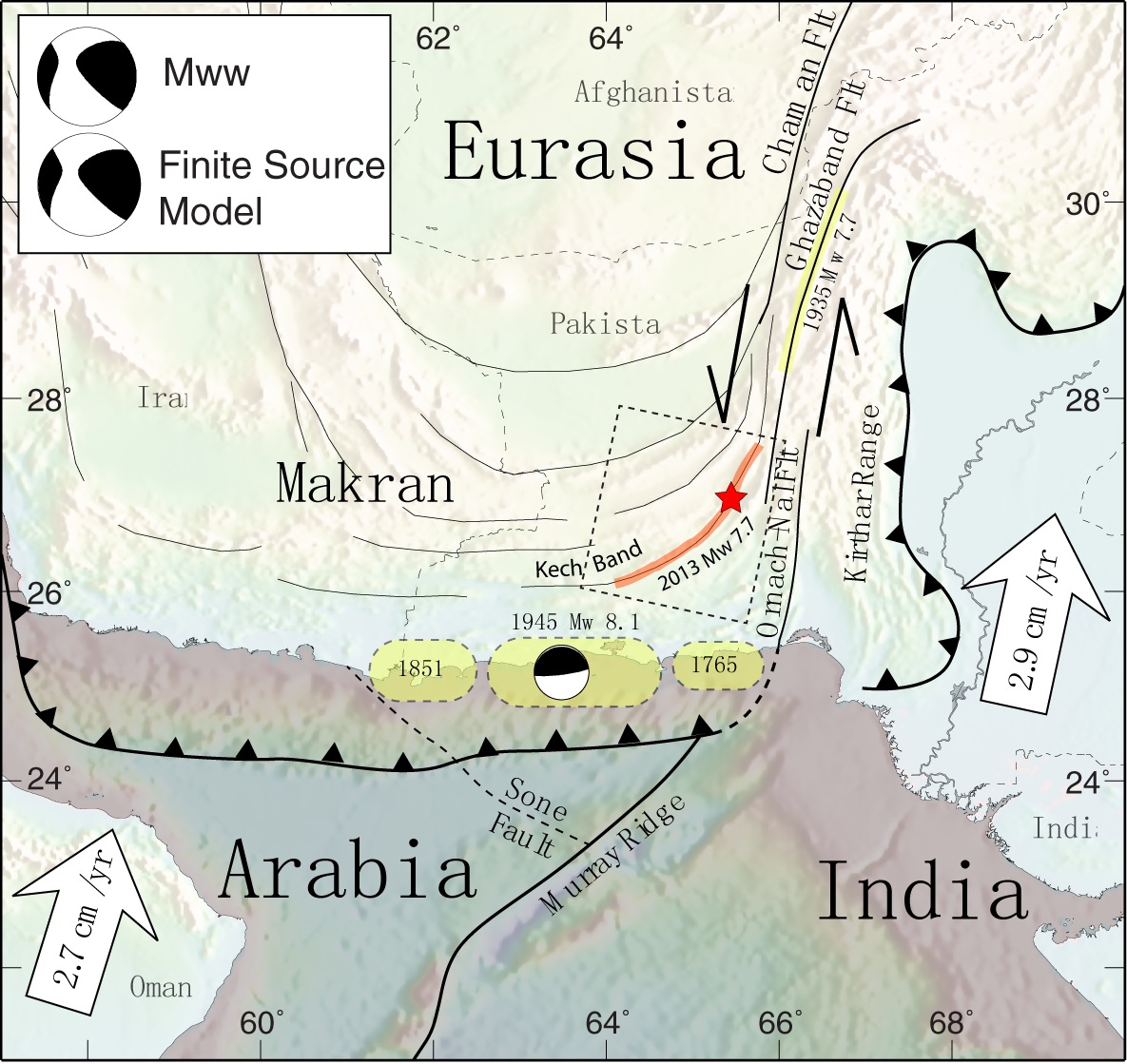 slip map of 2013 Balochistan earthquake